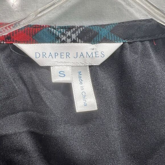 Draper James Small Plaid Long Sleeve Flounce Ruffle Hem Shift Dress Tie Neck - Picture 6 of 12